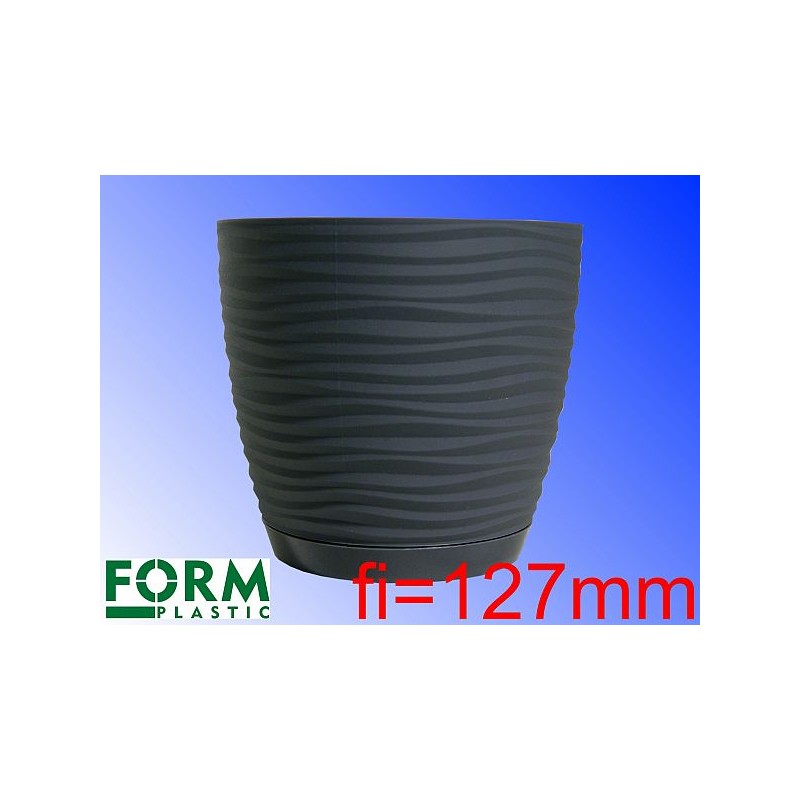 Doniczka SAHARA PETIT z podstawką antracyt matowa średnica 12,7cm - FORM PLASTIC