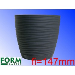 Doniczka SAHARA PETIT z podstawką antracyt matowa średnica 14,7cm - FORM PLASTIC